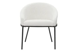 Miliboo Chaise Design-Chaise design en tissu velours chenille blanc cassé et métal noir JENNA