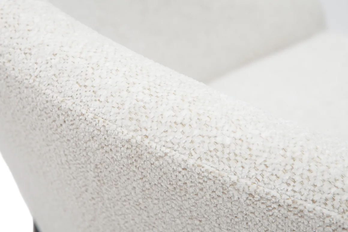 Miliboo Chaise Design-Chaise design en tissu velours chenille blanc cassé et métal noir JENNA