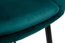 Miliboo Chaise Design-Chaise design en tissu velours bleu pétrole et métal noir PRISMA