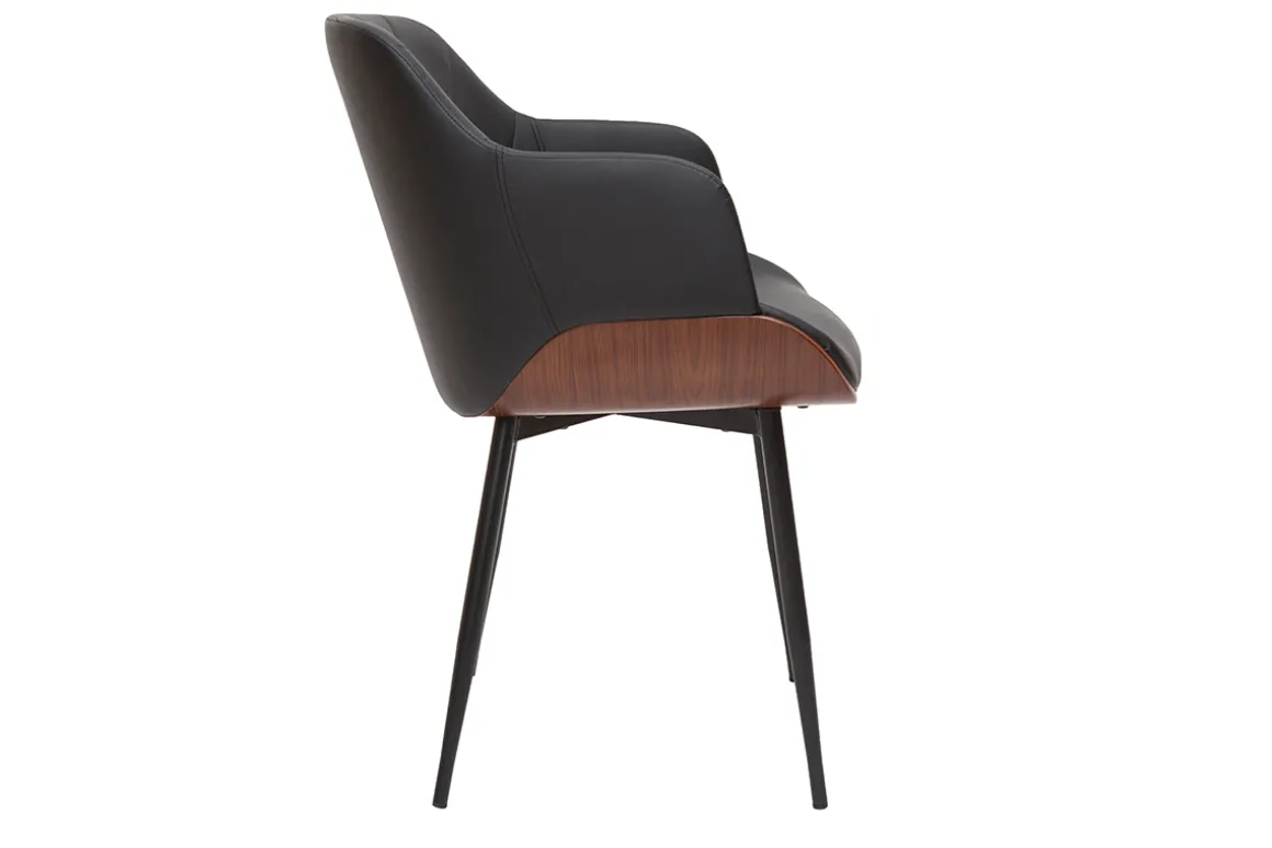 Miliboo Chaise Design-Chaise design noir, bois foncé et métal LUCIEN