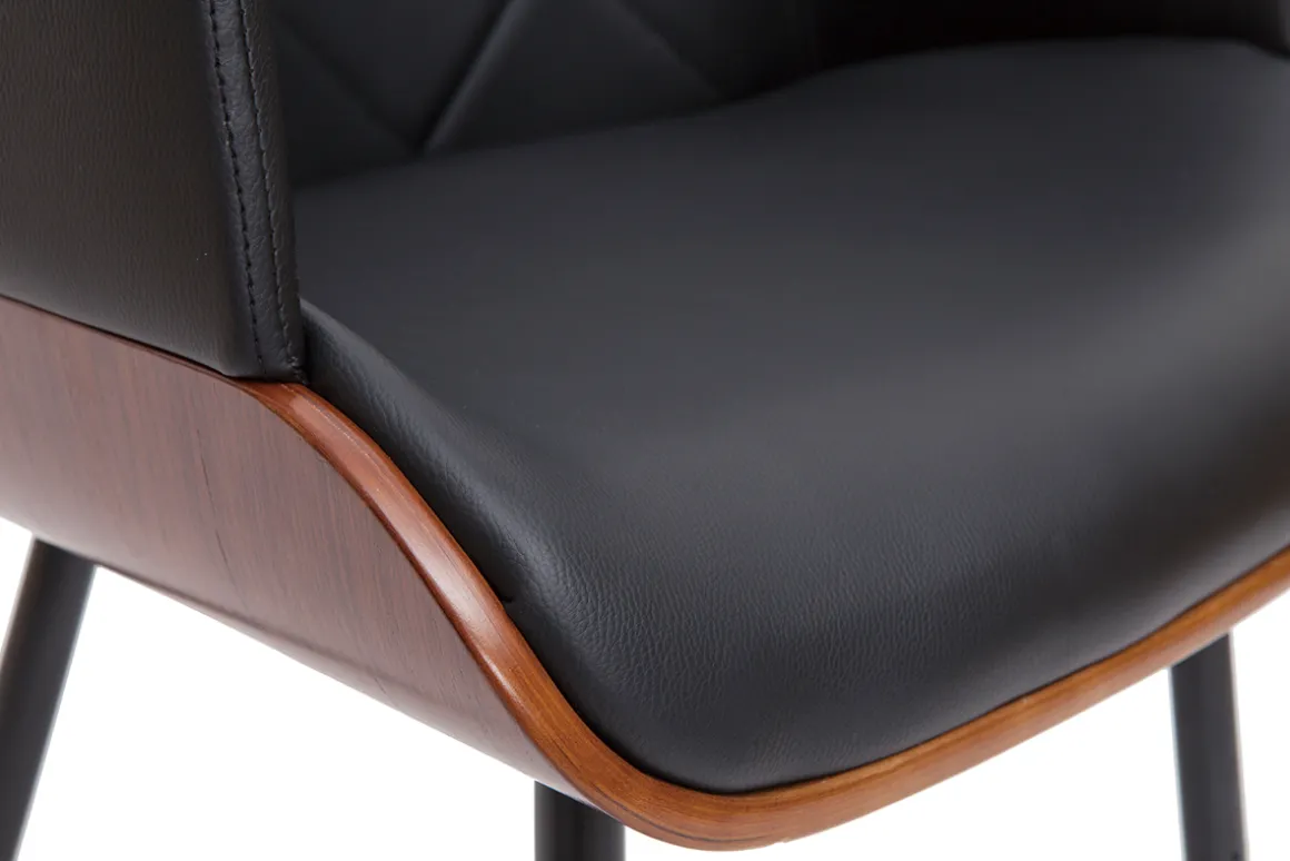 Miliboo Chaise Design-Chaise design noir, bois foncé et métal LUCIEN