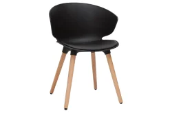 Miliboo Chaise Design-Chaise design noir et bois clair massif WING