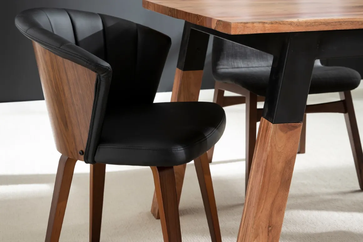 Miliboo Chaise Design-Chaise design noir et bois foncé noyer ALBIN