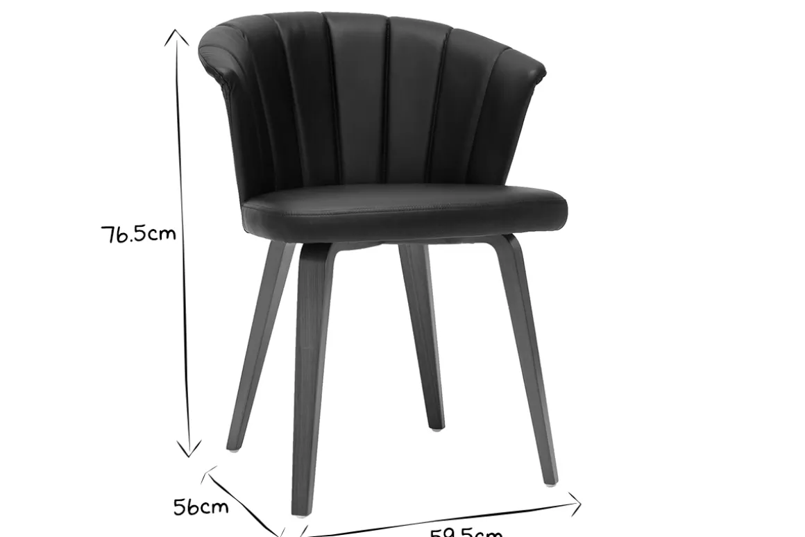 Miliboo Chaise Design-Chaise design noir et bois foncé noyer ALBIN