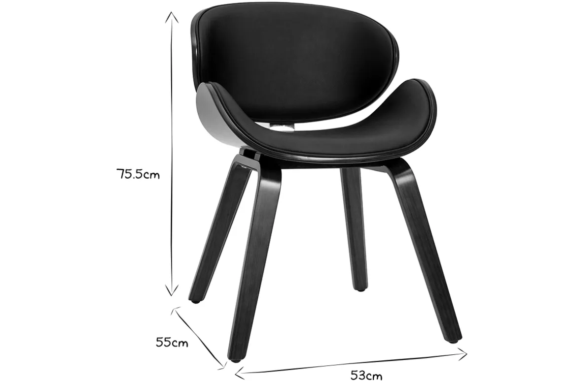 Miliboo Chaise Design-Chaise design noir et bois foncé noyer WALNUT