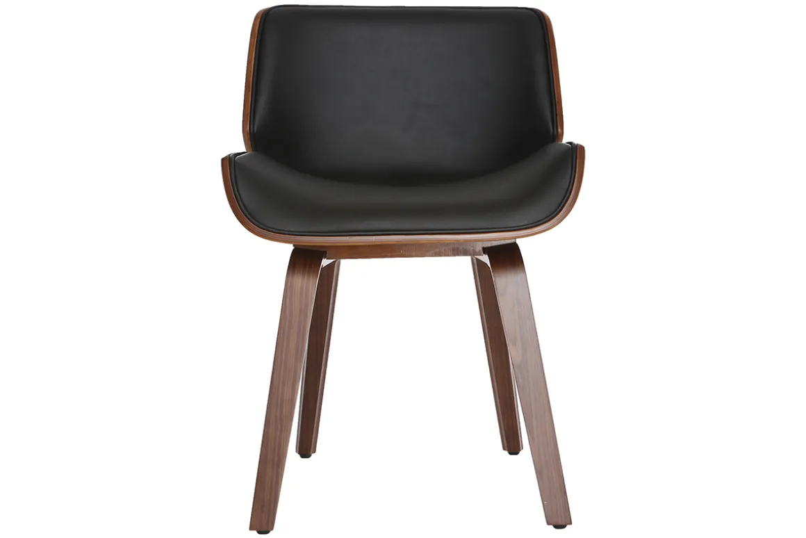 Miliboo Fauteuil Design|Voir Tous Les Fauteuils-Chaise design noir et bois foncé RUBBENS