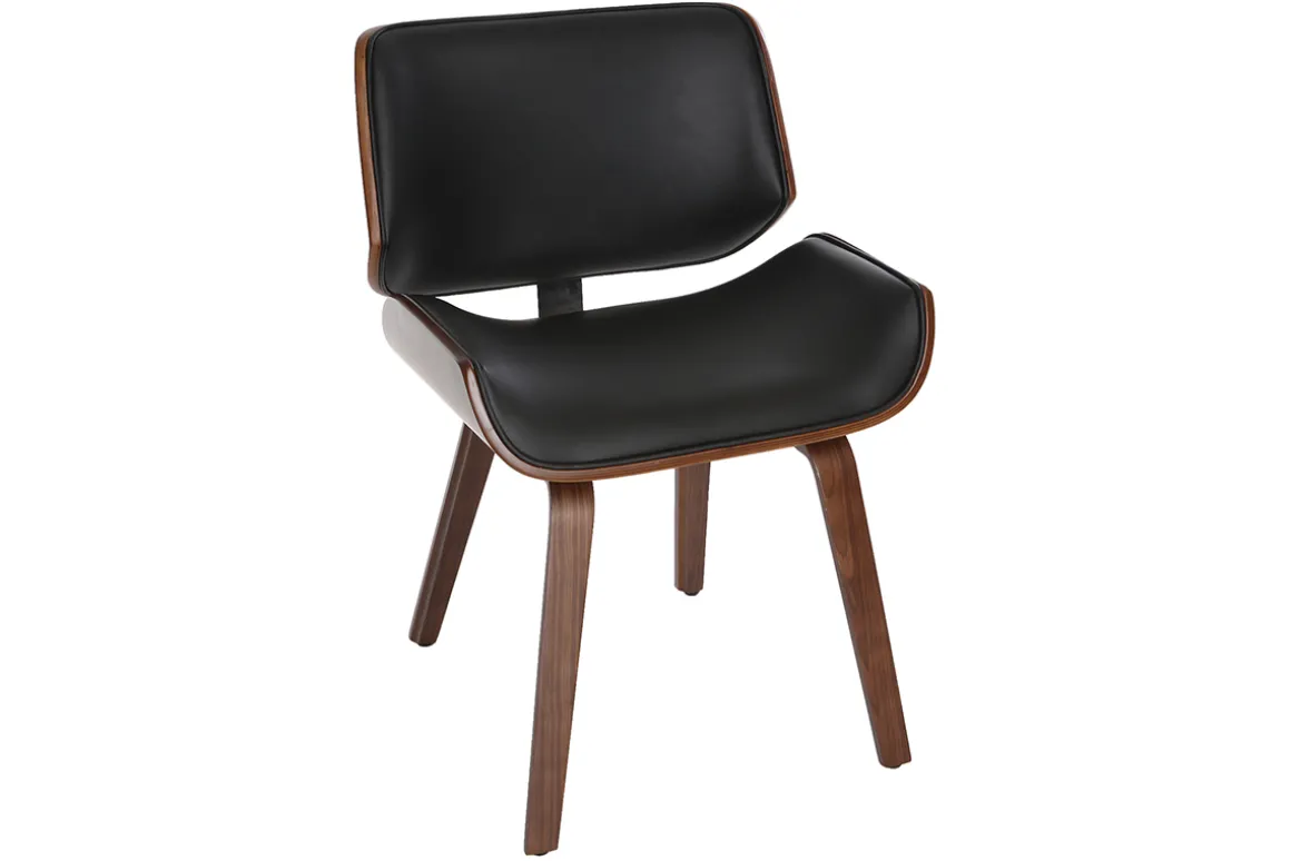 Miliboo Fauteuil Design|Voir Tous Les Fauteuils-Chaise design noir et bois foncé RUBBENS