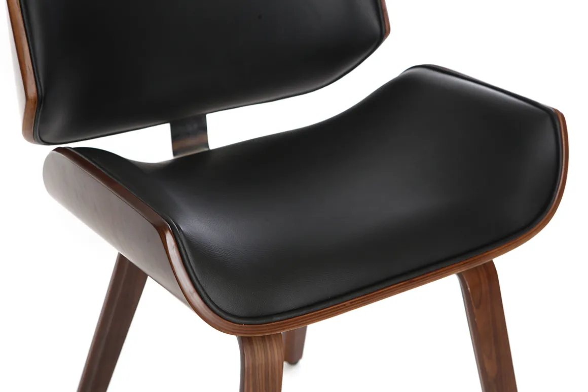 Miliboo Fauteuil Design|Voir Tous Les Fauteuils-Chaise design noir et bois foncé RUBBENS