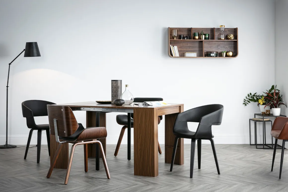 Miliboo Fauteuil Design|Voir Tous Les Fauteuils-Chaise design noir et bois foncé RUBBENS