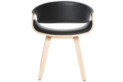 Miliboo Fauteuil Design|Voir Tous Les Fauteuils-Chaise design noir et bois clair ARAMIS