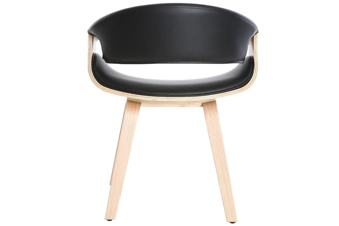 Miliboo Fauteuil Design|Voir Tous Les Fauteuils-Chaise design noir et bois clair ARAMIS