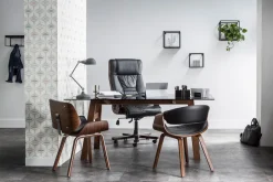 Miliboo Fauteuil Design|Voir Tous Les Fauteuils-Chaise design noir et bois clair ARAMIS
