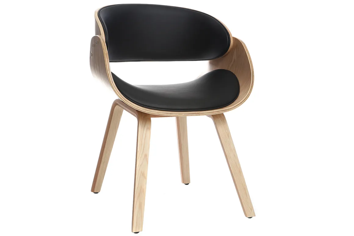 Miliboo Fauteuil Design|Voir Tous Les Fauteuils-Chaise design noir et bois clair BENT