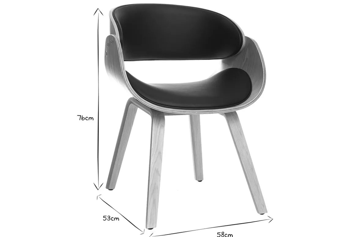 Miliboo Fauteuil Design|Voir Tous Les Fauteuils-Chaise design noir et bois clair BENT