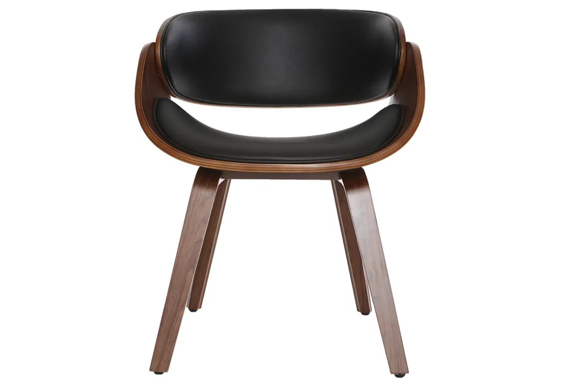 Miliboo Fauteuil Design|Voir Tous Les Fauteuils-Chaise design noir et bois foncé noyer BENT