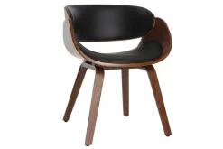 Miliboo Fauteuil Design|Voir Tous Les Fauteuils-Chaise design noir et bois foncé noyer BENT