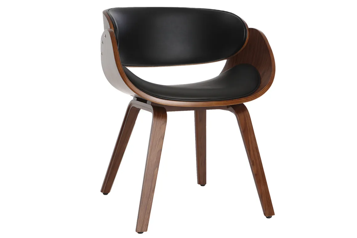Miliboo Fauteuil Design|Voir Tous Les Fauteuils-Chaise design noir et bois foncé noyer BENT