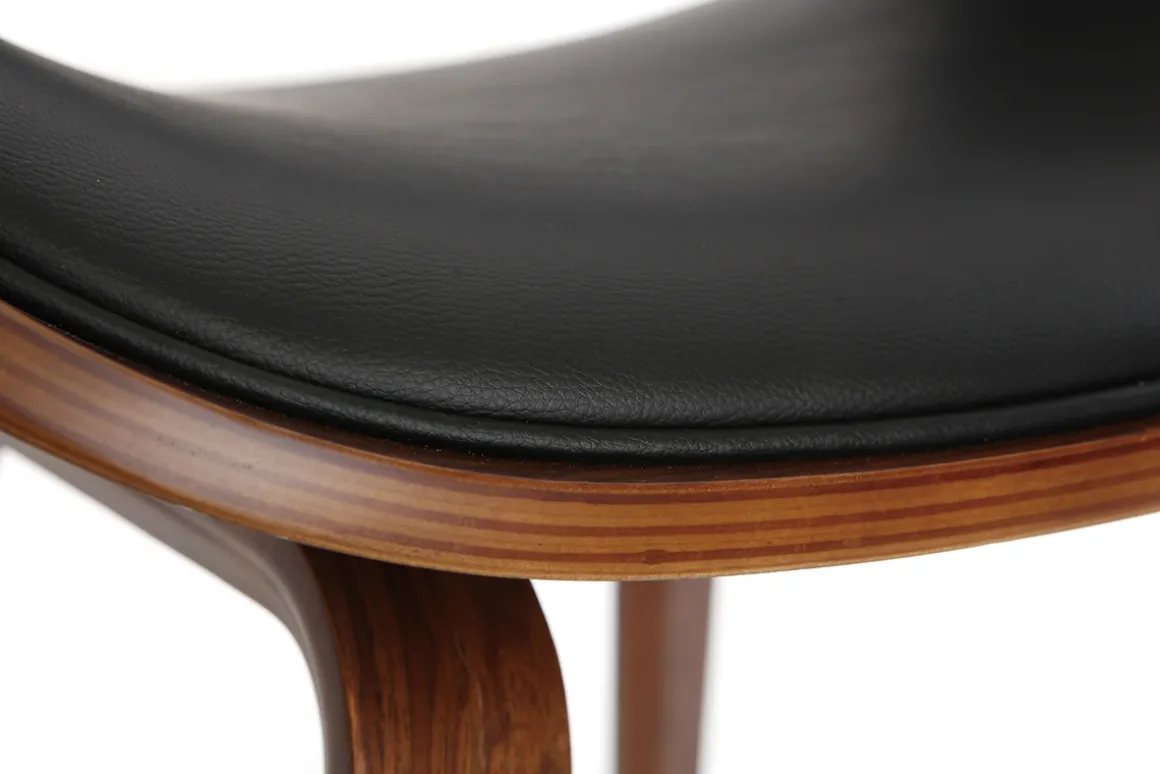 Miliboo Fauteuil Design|Voir Tous Les Fauteuils-Chaise design noir et bois foncé noyer BENT