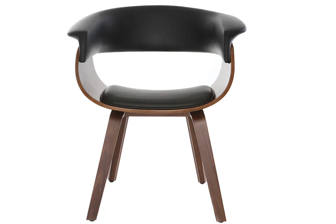 Miliboo Fauteuil Design|Voir Tous Les Fauteuils-Chaise design noir et bois foncé noyer OKTAV