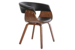 Miliboo Fauteuil Design|Voir Tous Les Fauteuils-Chaise design noir et bois foncé noyer OKTAV