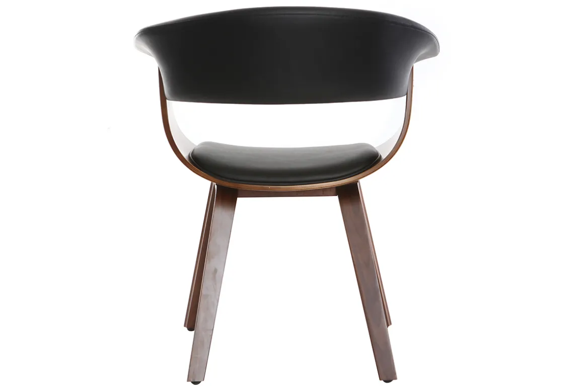 Miliboo Fauteuil Design|Voir Tous Les Fauteuils-Chaise design noir et bois foncé noyer OKTAV