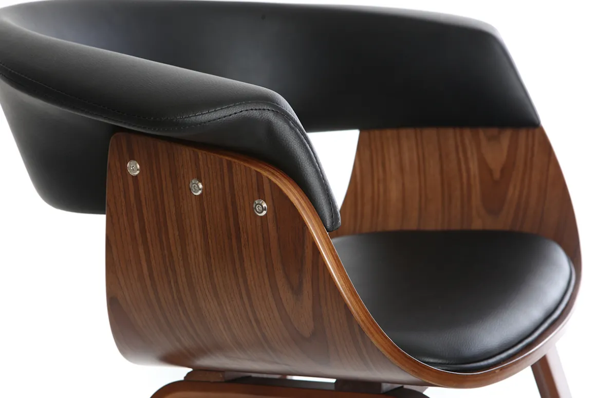 Miliboo Fauteuil Design|Voir Tous Les Fauteuils-Chaise design noir et bois foncé noyer OKTAV