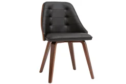 Miliboo Fauteuil Design|Voir Tous Les Fauteuils-Chaise design noir et bois foncé noyer FLUFFY