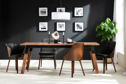 Miliboo Fauteuil Design|Voir Tous Les Fauteuils-Chaise design noir et bois foncé noyer FLUFFY