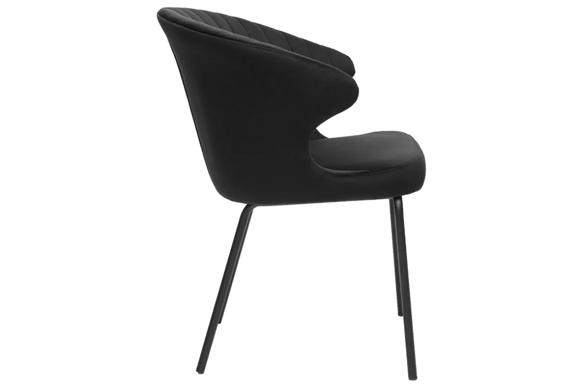 Miliboo Chaise Design-Chaise design noire en tissu velours et métal REQUIEM