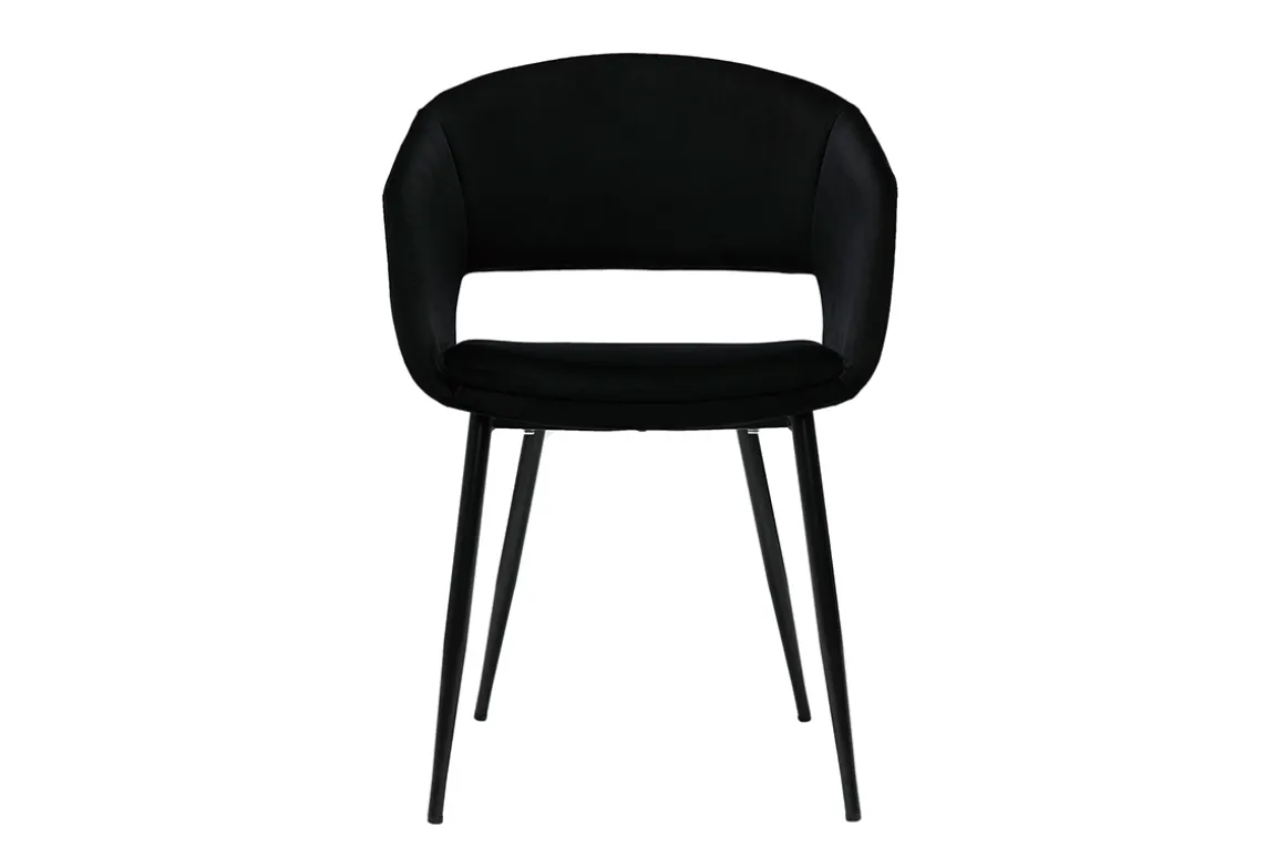 Miliboo Chaise Design-Chaise design noire en tissu velours et métal PRISMA