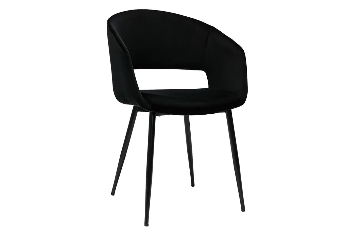 Miliboo Chaise Design-Chaise design noire en tissu velours et métal PRISMA