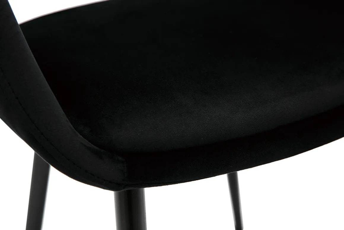 Miliboo Chaise Design-Chaise design noire en tissu velours et métal PRISMA