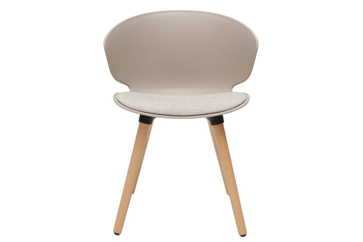 Miliboo Chaise Design-Chaise design taupe et bois clair WING