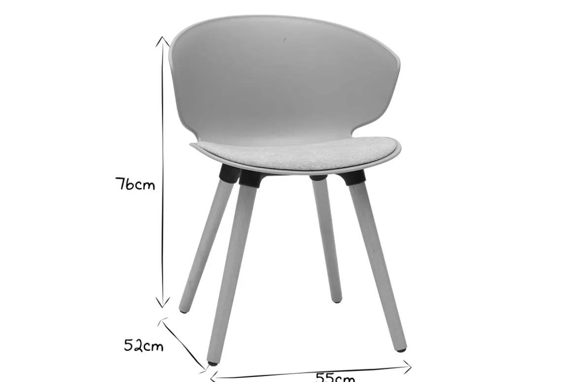 Miliboo Chaise Design-Chaise design taupe et bois clair WING