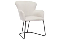 Miliboo Chaise Design-Chaise en tissu effet velours texturé beige et métal noir BRITT