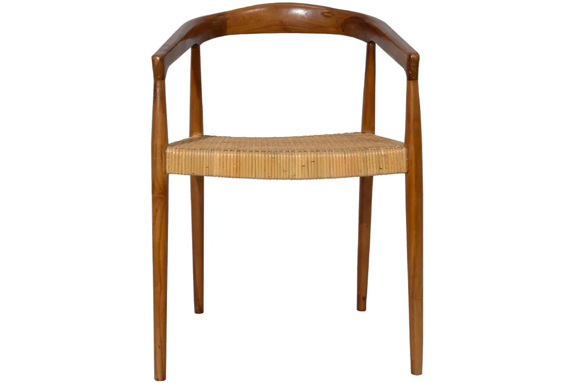 Miliboo Chaise Design-Chaise ethnique en bois teck massif et cannage rotin NEGARA