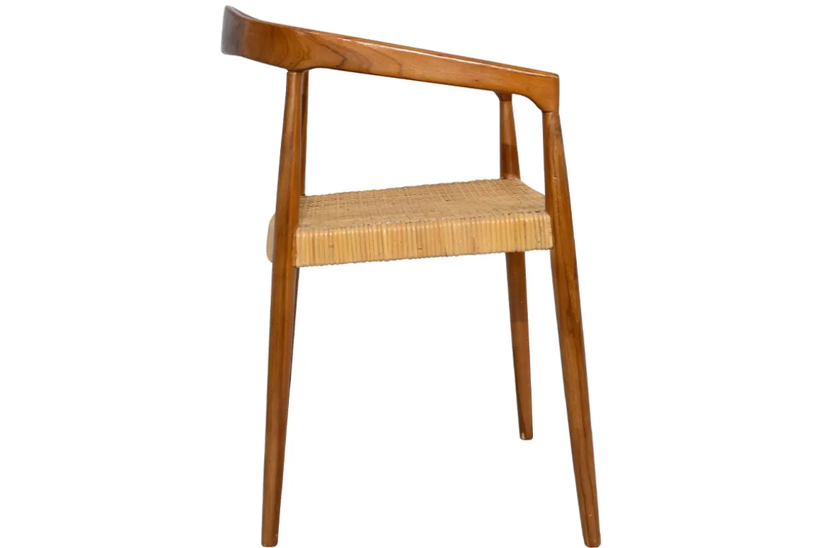 Miliboo Chaise Design-Chaise ethnique en bois teck massif et cannage rotin NEGARA