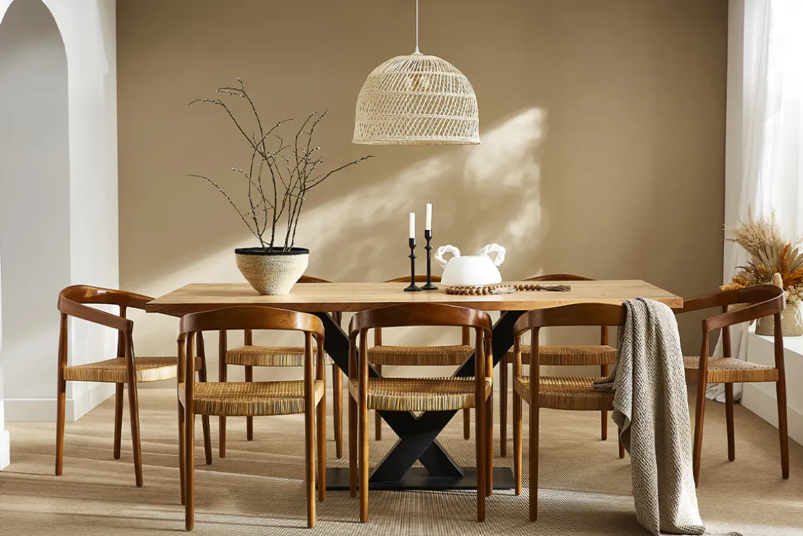 Miliboo Chaise Design-Chaise ethnique en bois teck massif et cannage rotin NEGARA