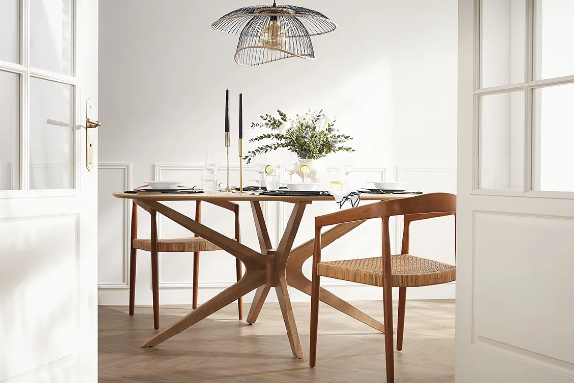 Miliboo Chaise Design-Chaise ethnique en bois teck massif et cannage rotin NEGARA