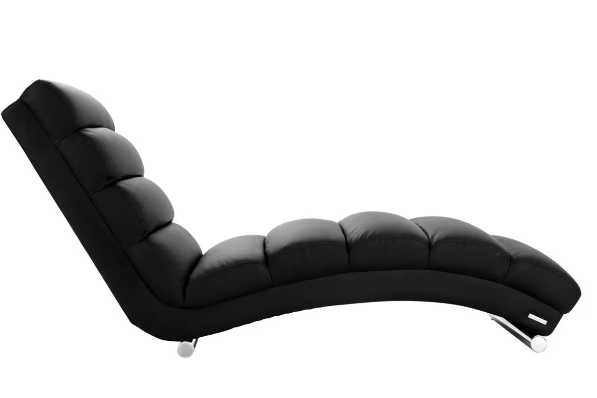 Miliboo Fauteuil Relax|Voir Tous Les Fauteuils-Chaise longue / fauteuil design noir et acier chromé TAYLOR