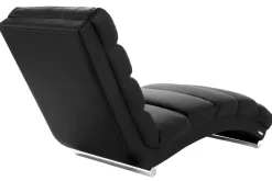 Miliboo Fauteuil Relax|Voir Tous Les Fauteuils-Chaise longue / fauteuil design noir et acier chromé TAYLOR