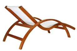 Miliboo Chaise Longue-Chaise longue bain de soleil blanc cassé et bois massif BIARRITZ