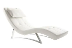 Miliboo Fauteuil Relax|Voir Tous Les Fauteuils-Chaise longue design blanc et acier chromé BARTY