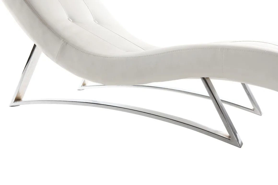 Miliboo Fauteuil Relax|Voir Tous Les Fauteuils-Chaise longue design blanc et acier chromé BARTY