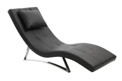 Miliboo Fauteuil Relax|Voir Tous Les Fauteuils-Chaise longue design noir et acier chromé BARTY