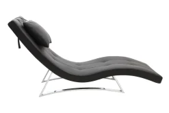 Miliboo Fauteuil Relax|Voir Tous Les Fauteuils-Chaise longue design noir et acier chromé BARTY