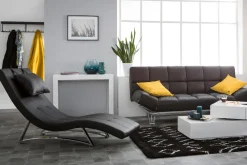 Miliboo Fauteuil Relax|Voir Tous Les Fauteuils-Chaise longue design noir et acier chromé BARTY