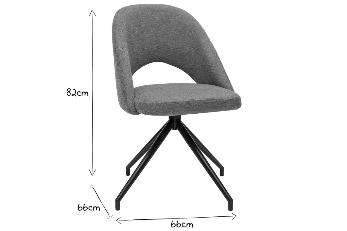 Miliboo Chaise Design-Chaise pivotante 360° en tissu effet velours texturé terre brûlée et métal noir COSETTE