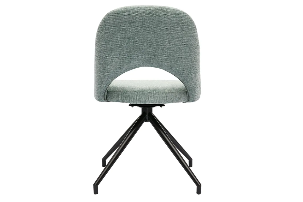 Miliboo Chaise Design-Chaise pivotante 360° en tissu effet velours texturé vert céladon et métal noir COSETTE