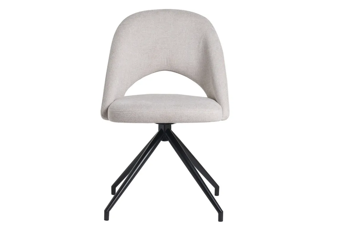 Miliboo Chaise Design-Chaise pivotante 360° en tissu effet velours texturé beige et métal noir COSETTE